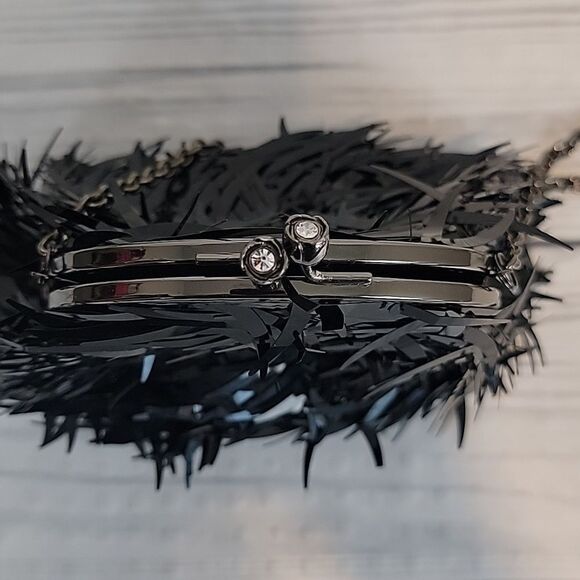 Franchi black sequined mini clutch with chain - Picture 6 of 11